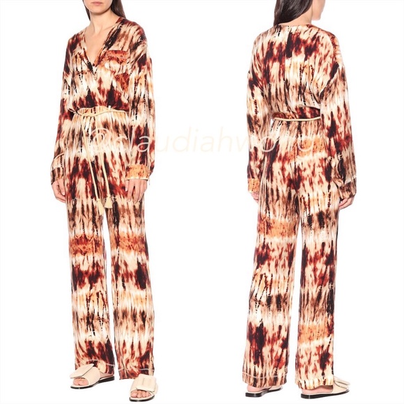 New NANUSHKA Jacques Tie Dye Belted Wide Leg Jumpsuit in Brown - Picture 3 of 13